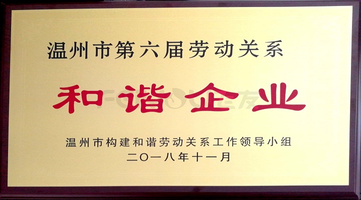 浙江飛友獲第六屆溫州勞動(dòng)關(guān)系和諧企業(yè)稱號(hào)